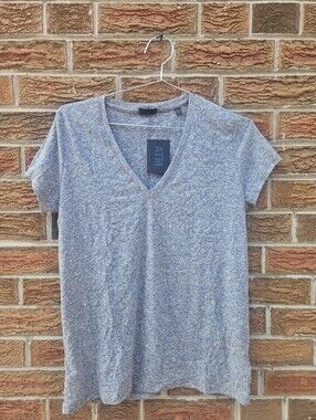 ATM Anthony Thomas Melillo Slub Jersey V-Neck Tee Heather Grey L NWT